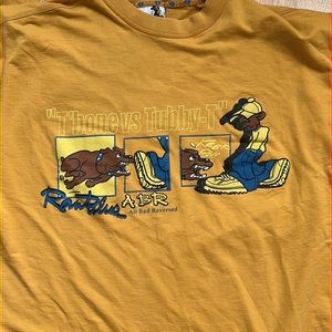 Raw Blue ‘All Bad Reversed’ dark gold/mustard/orange colored T shirt